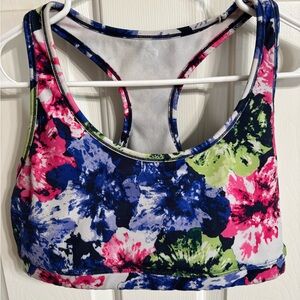 GAP Blue Pink Sports Bra Moisture-Wicking Racerback